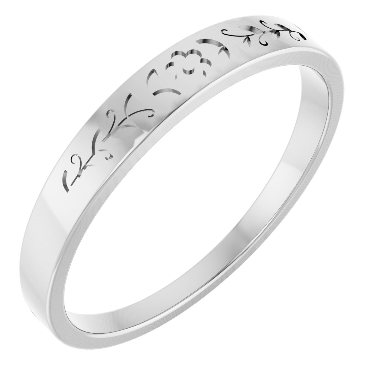 Platinum Floral Stackable Ring Size 7.5