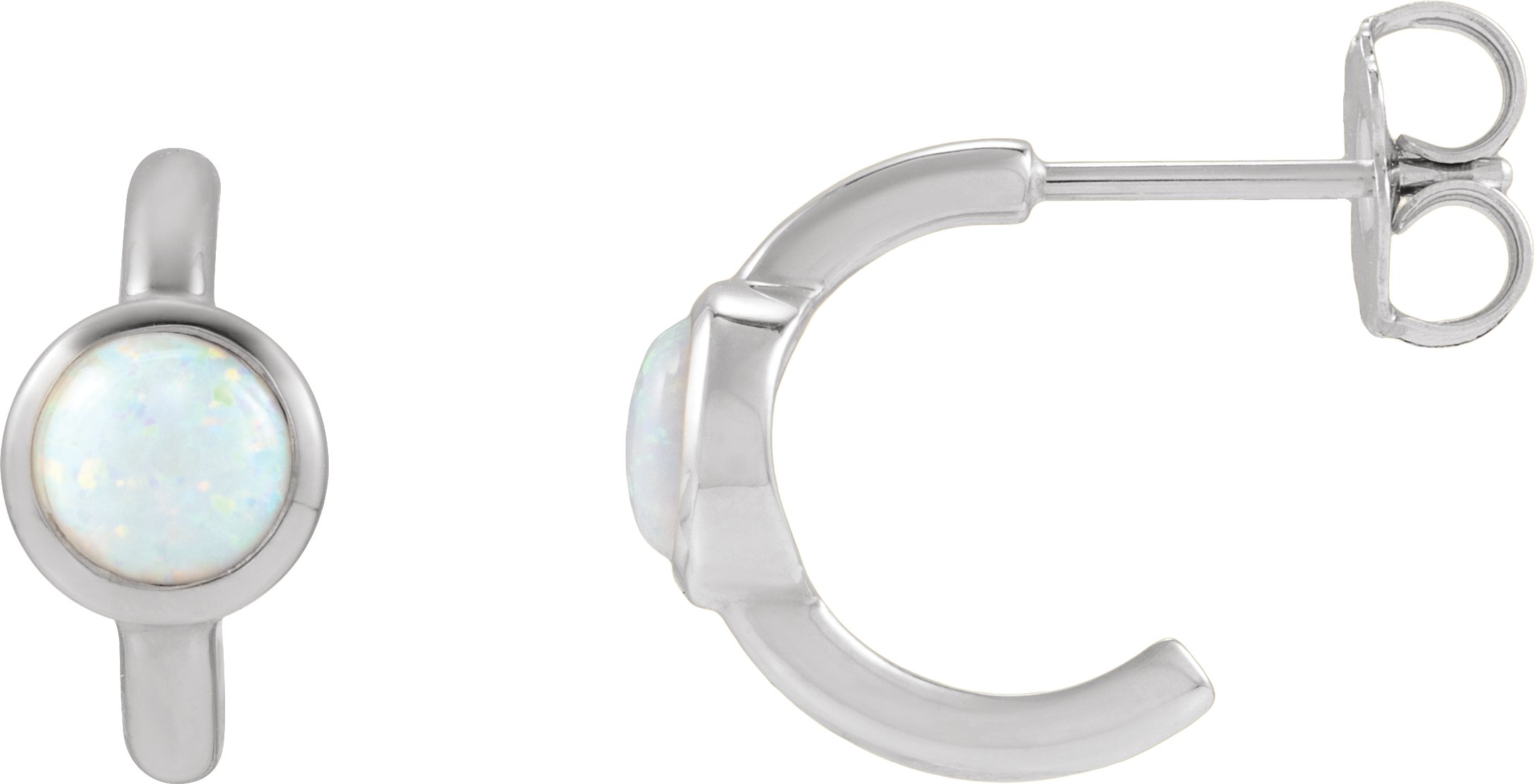 Bezel-Set Cabochon Hoop Earrings