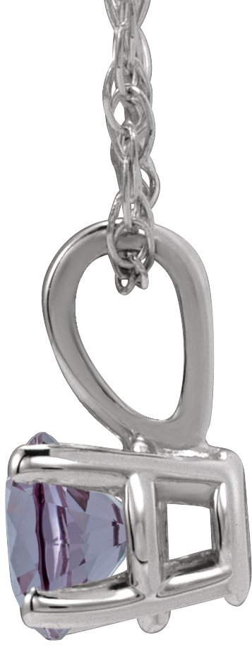 3 mm Natural White Sapphire Youth Solitaire 14" Necklace view 2