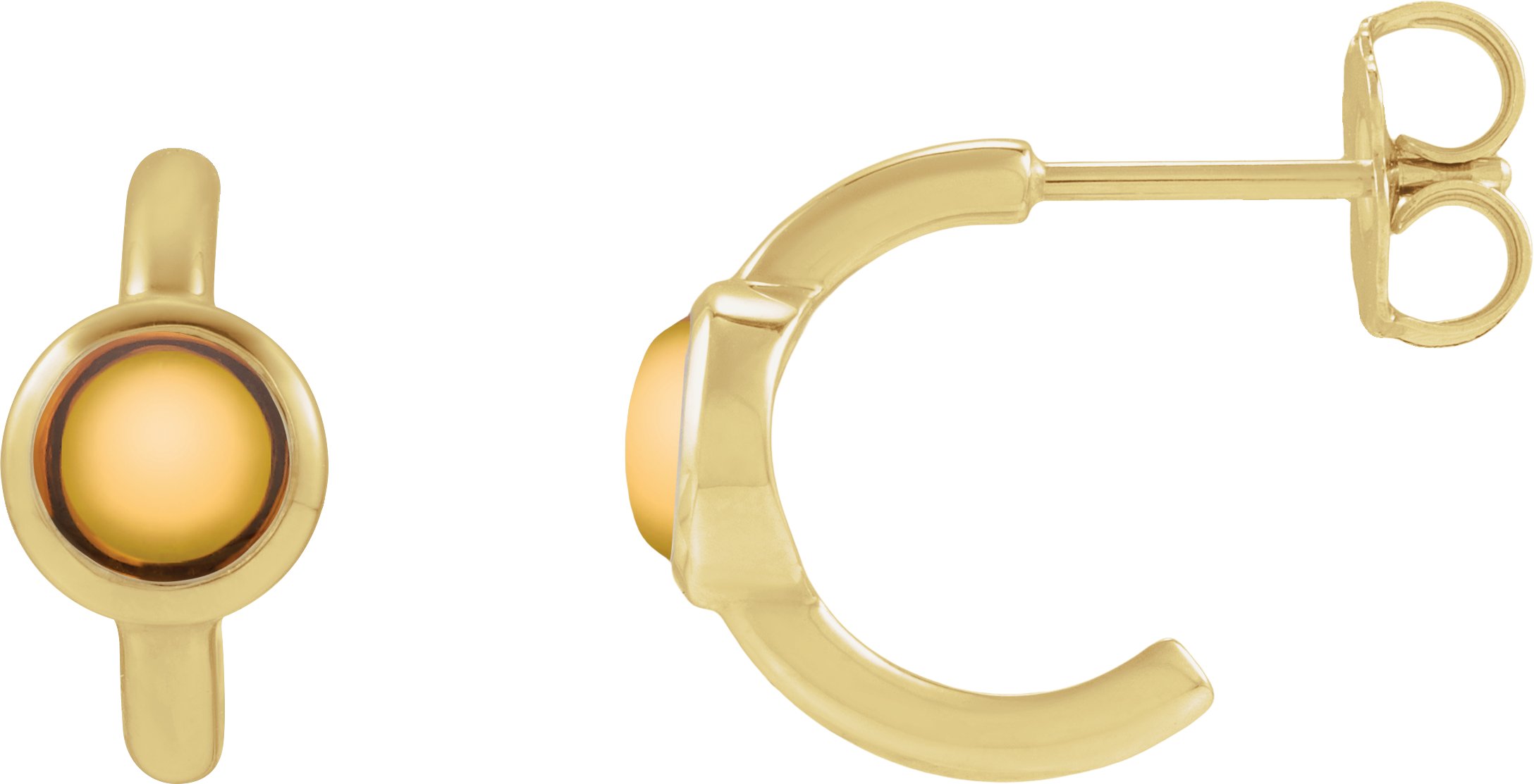 Bezel-Set Cabochon Hoop Earrings