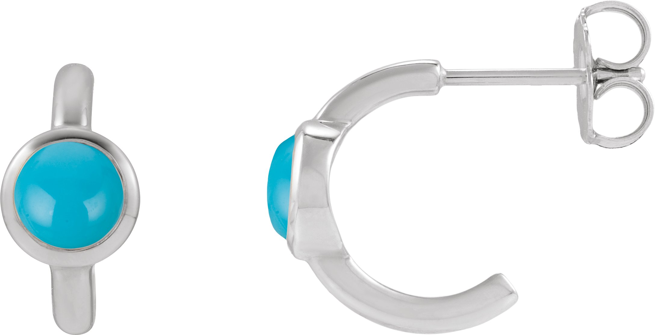 Bezel-Set Cabochon Hoop Earrings