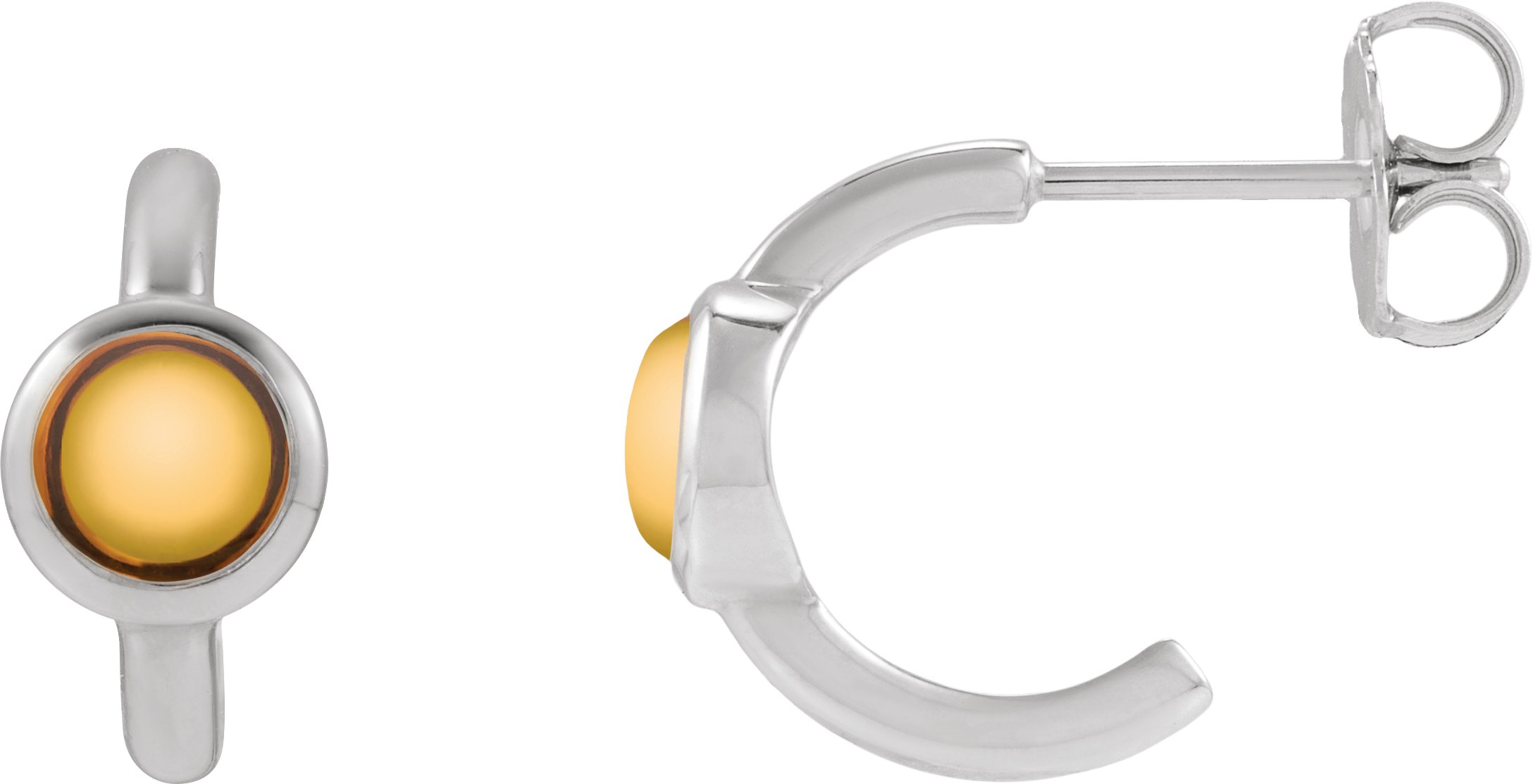 Bezel-Set Cabochon Hoop Earrings