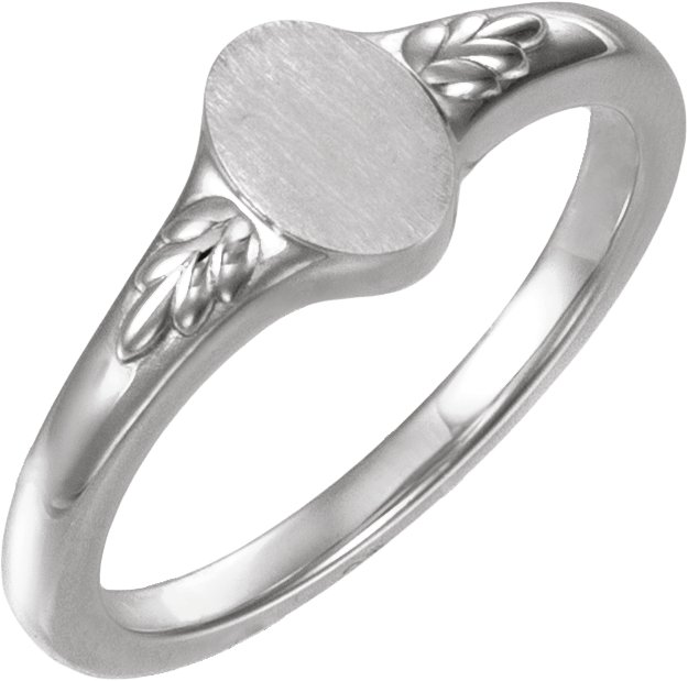 Engravable Wheat Pattern Oval Signet Ring
