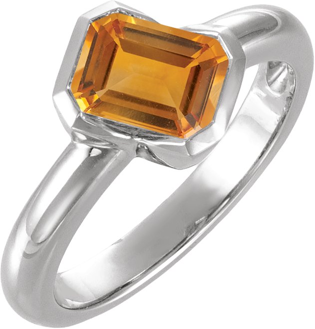 Half Bezel Assymetric Solitaire Ring