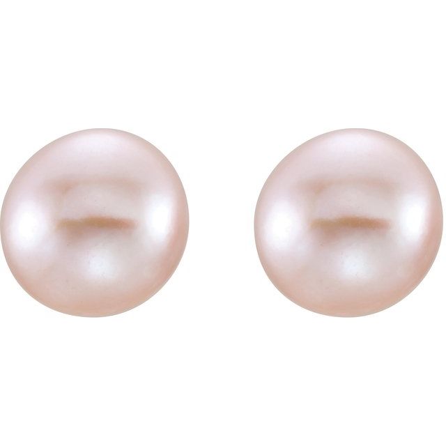 14K Yellow 8-9 mm Cultured Pink Freshwater Pearl Earrings