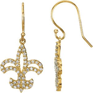 14K Yellow 1/3 CTW Diamond Fleur-de-Lis Earrings