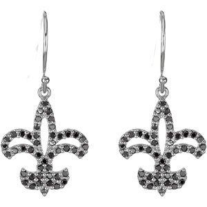 1/2 CTW Natural Black Diamond Fleur-de-Lis Earrings view 2