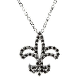 14K White 1/4 CTW Black Diamond Fleur-de-Lis 16" Necklace