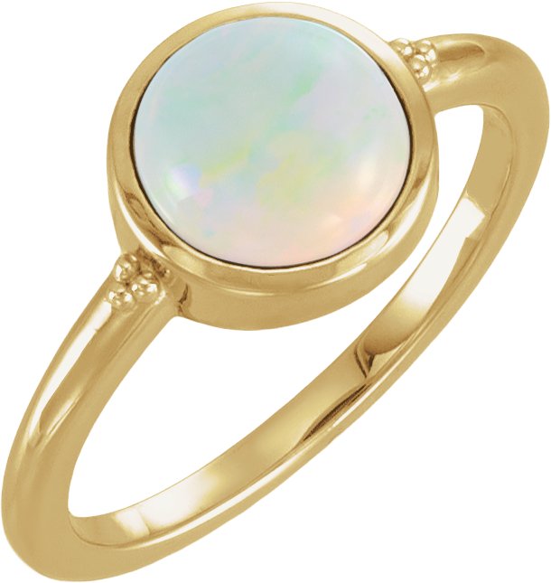 Bezel-Set Beaded Cabochon Ring