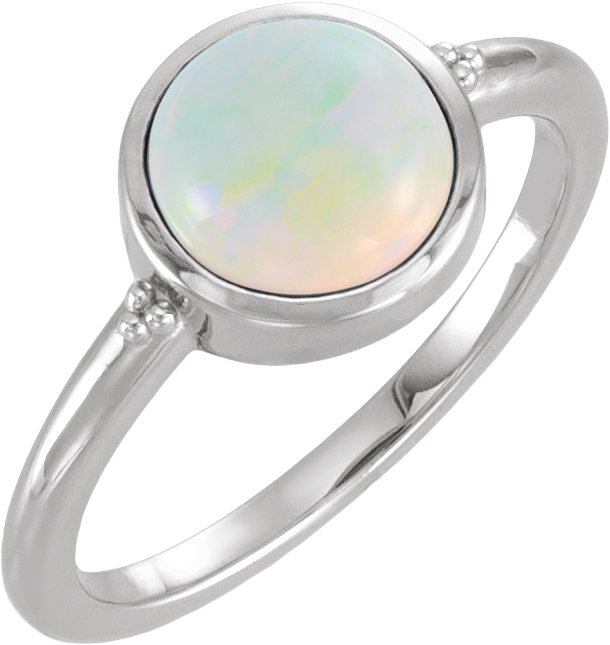 Bezel-Set Beaded Cabochon Ring