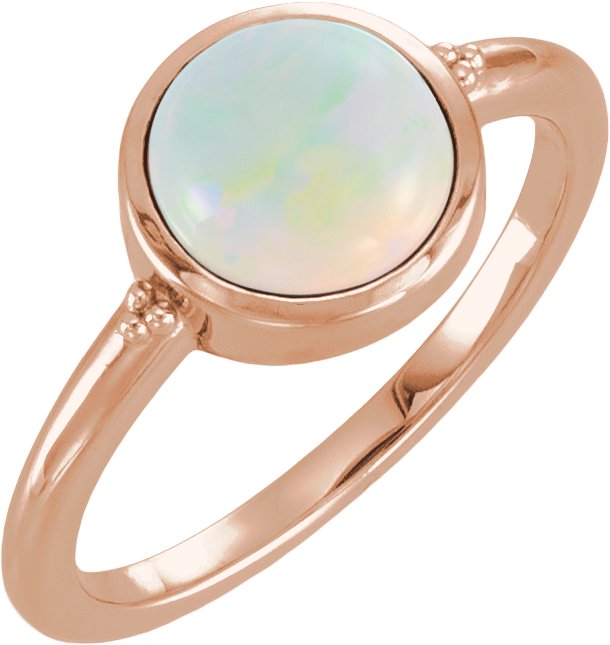 Bezel-Set Beaded Cabochon Ring