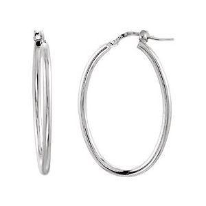 Sterling Silver 24x18 mm Tube Hoop Earrings