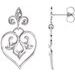 Sterling Silver Fleur-de-lis Heart Earrings