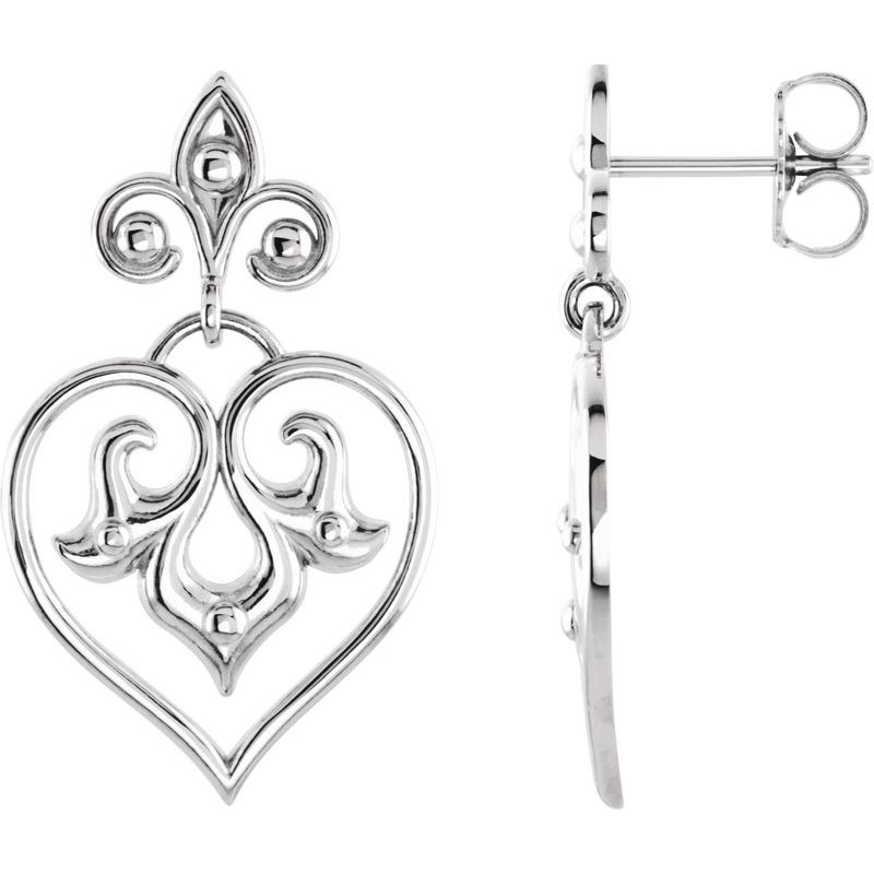 Fleur-de-lis Heart Earrings