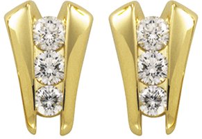 1 1/8 CTW Natural Diamond 3-Stone Earrings – 14K Yellow Gold