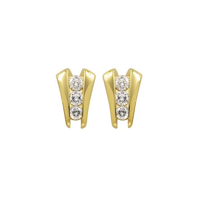 14K Yellow 1 1/8 CTW Natural Diamond Three-Stone Earrings