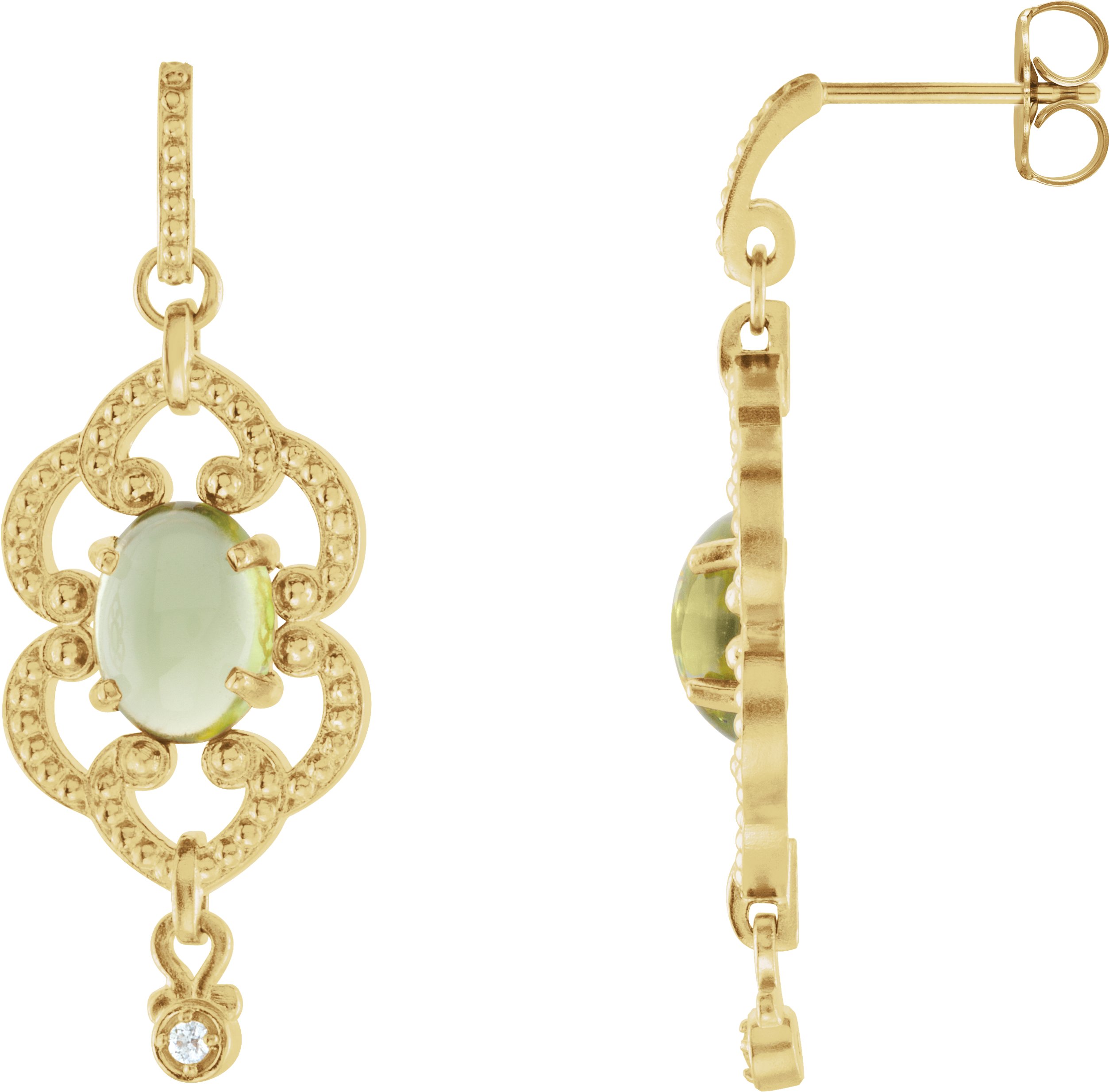 14K Yellow Peridot and .03 CTW Diamond Earrings Ref 3416060