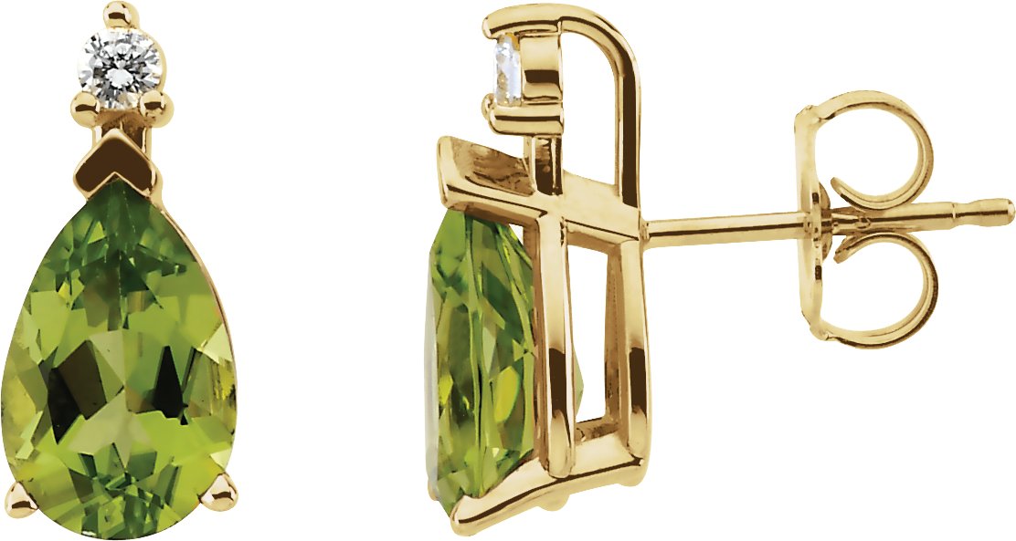 14K Yellow Natural Peridot & .04 CTW Natural Diamond Earrings