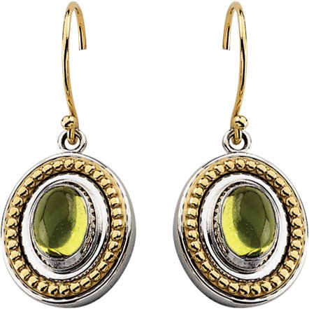 Genuine Peridot Cabochon Earrings 7 x 5mm Ref 735244