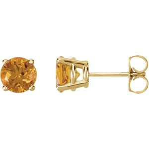 14K Yellow 6 mm Natural Citrine Earrings