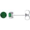 14K White Emerald 4 Prong Scroll Setting Stud Earrings Ref 9022002
