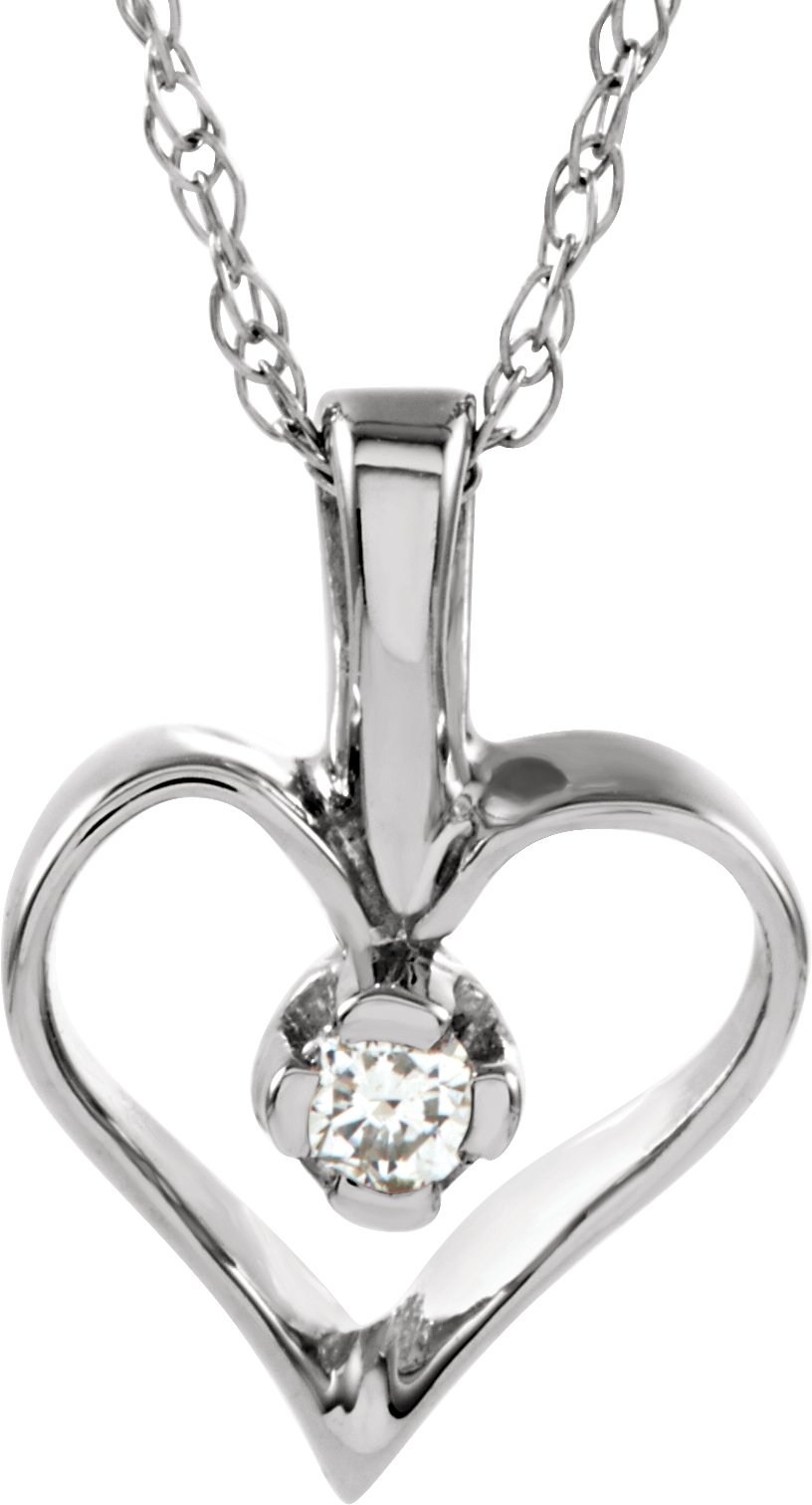 14K White .03 CTW Natural Diamond Heart 18 Necklace