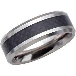 Tungsten Beveled-Edge Band with Inlay 