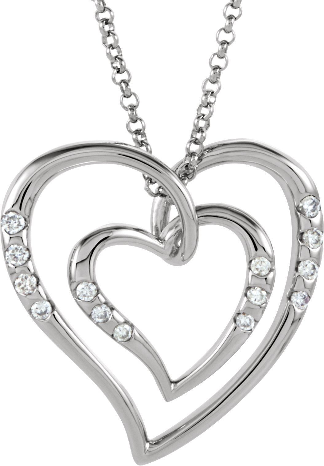 14K White 1/10 CTW Natural Diamond Heart 18" Necklace