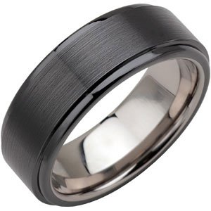 Tungsten & Ceramic Couture® 8 mm Ridged Band Size 11.5