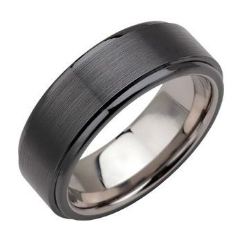 Tungsten and Ceramic Couture 8 mm Ridged Band Size 11