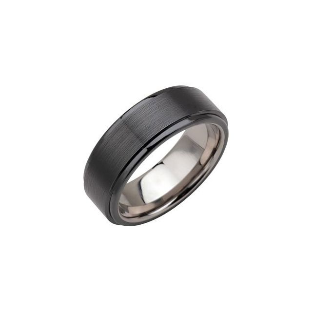 Tungsten & Ceramic Couture® 8 mm Ridged Band Size 10