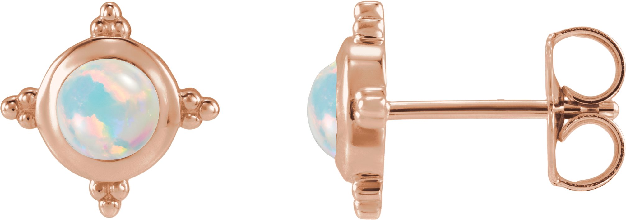 Beaded Bezel-Set Cabochon Earrings