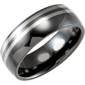 Ceramic & Tungsten 8 mm Ceramic Couture® Domed Band Size 6  