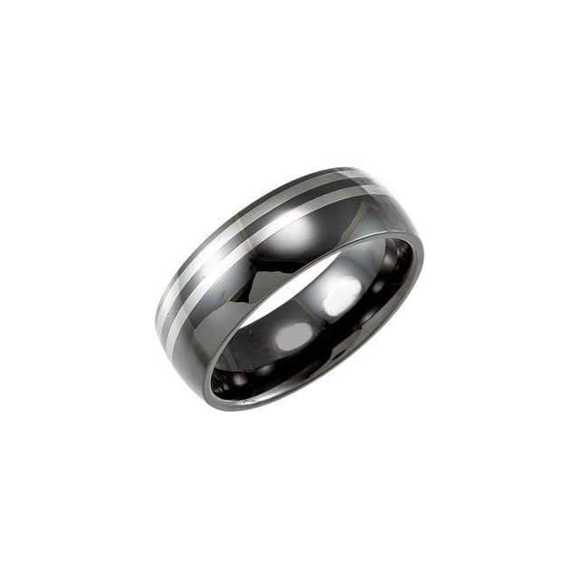 Ceramic & Tungsten 8 mm Ceramic Couture® Domed Band Size 5  