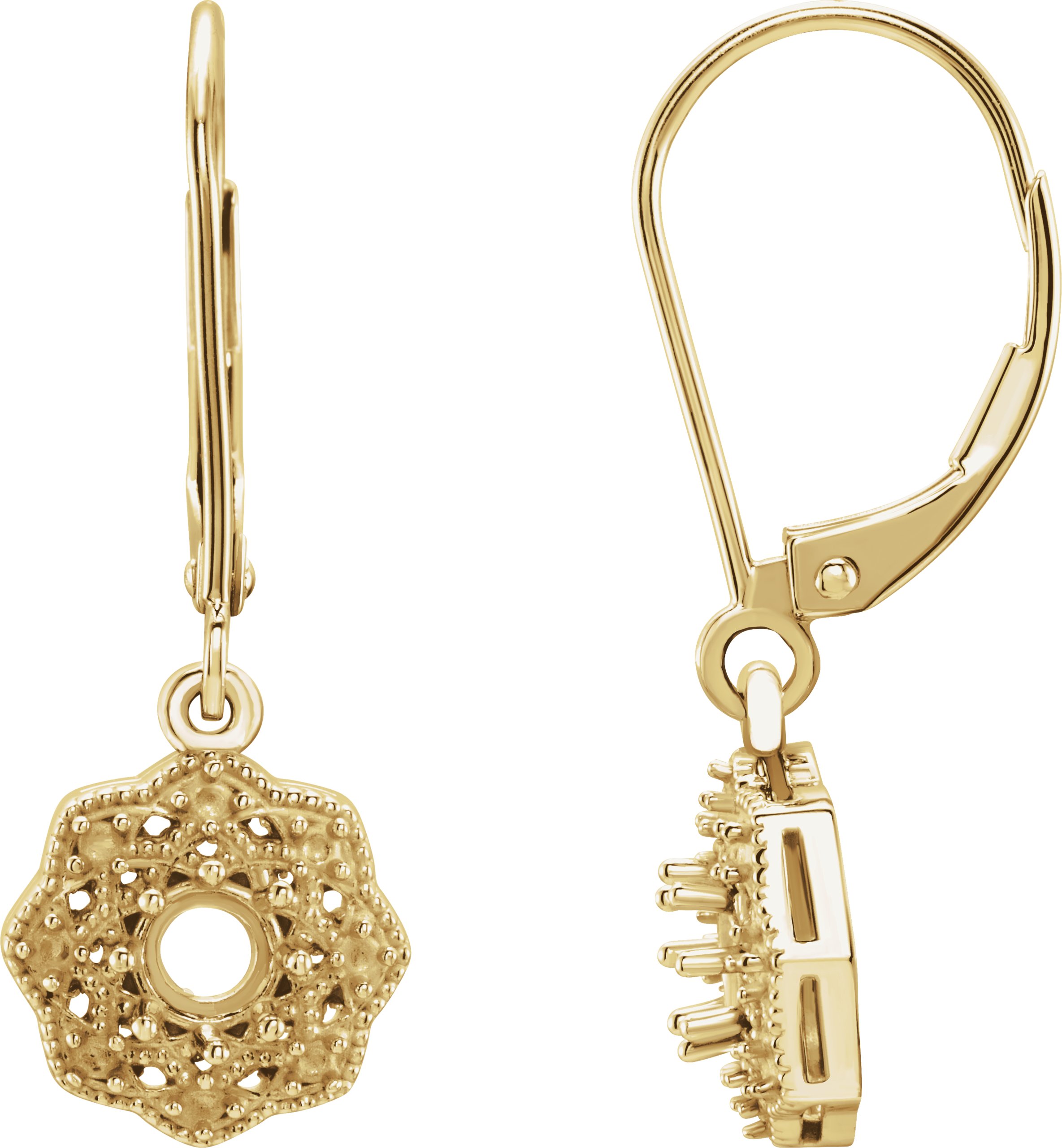 Round Halo-Style Earring Mounting