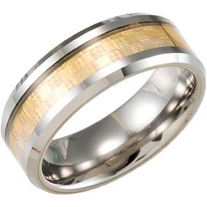 Tungsten 8.3 mm Two-Tone Gold Foil Band Size 7.5