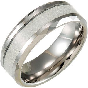 Tungsten 8.3 mm Beveled-Edge Band with Carbon Fiber Center Size 11.5