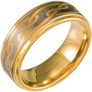 Tungsten & Gold Immersion Plated 8.3 mm Ridged Band Size 10.5