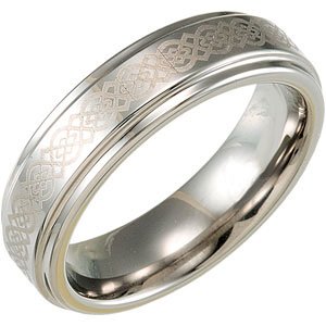 Tungsten 6.3 mm Ridged Band with Grey Laser Design Size 8