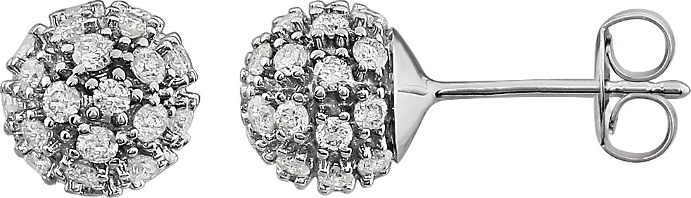14K White 3/4 CTW Natural Diamond Cluster Earrings