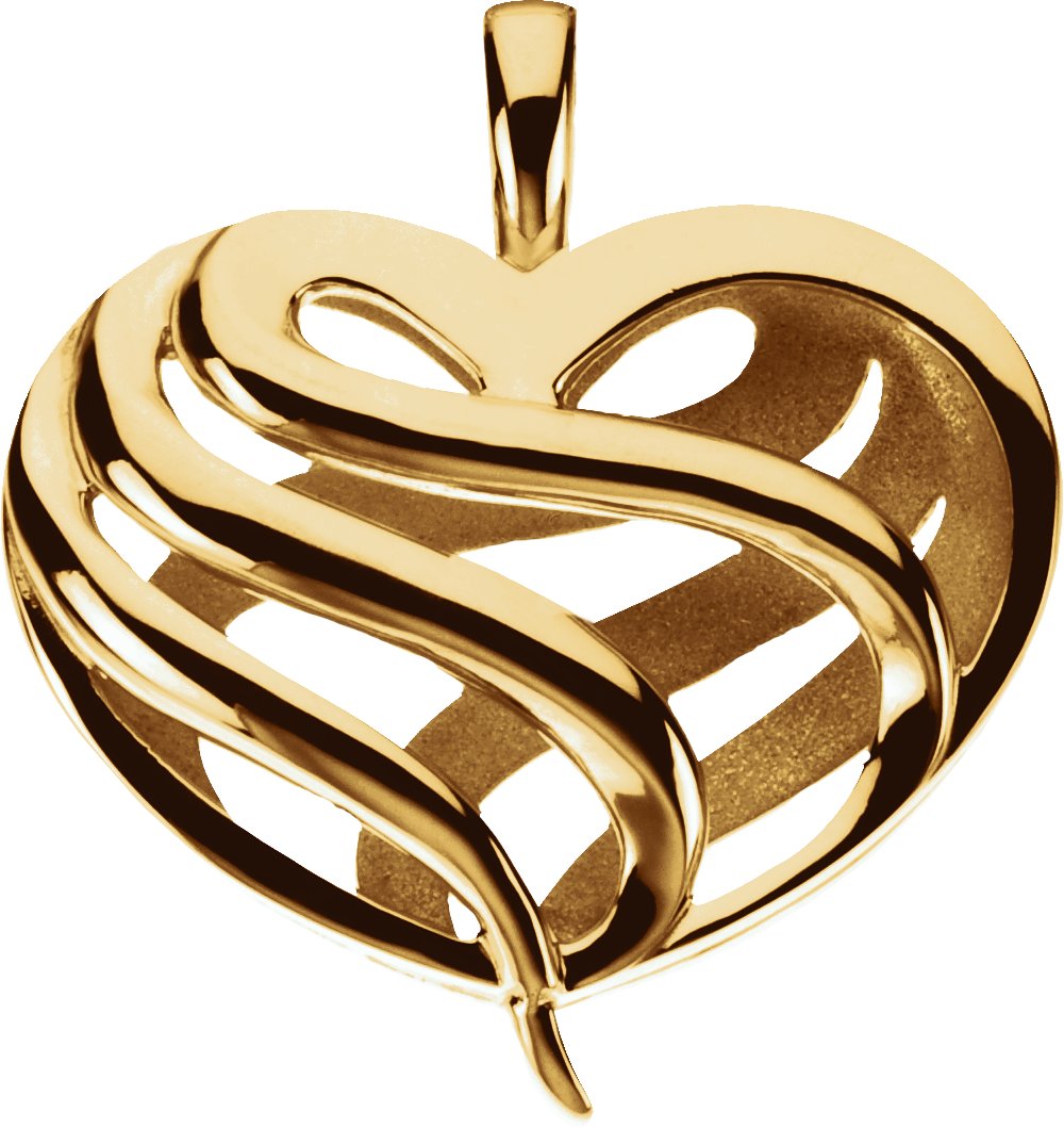 14K Yellow 28x25.5 mm Two Sided Heart Pendant