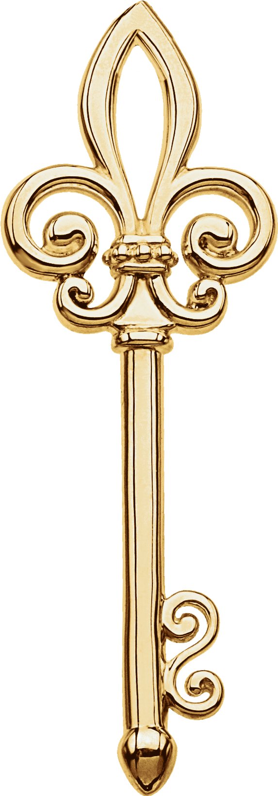 14K Yellow Fleur-de-lis Key Pendant