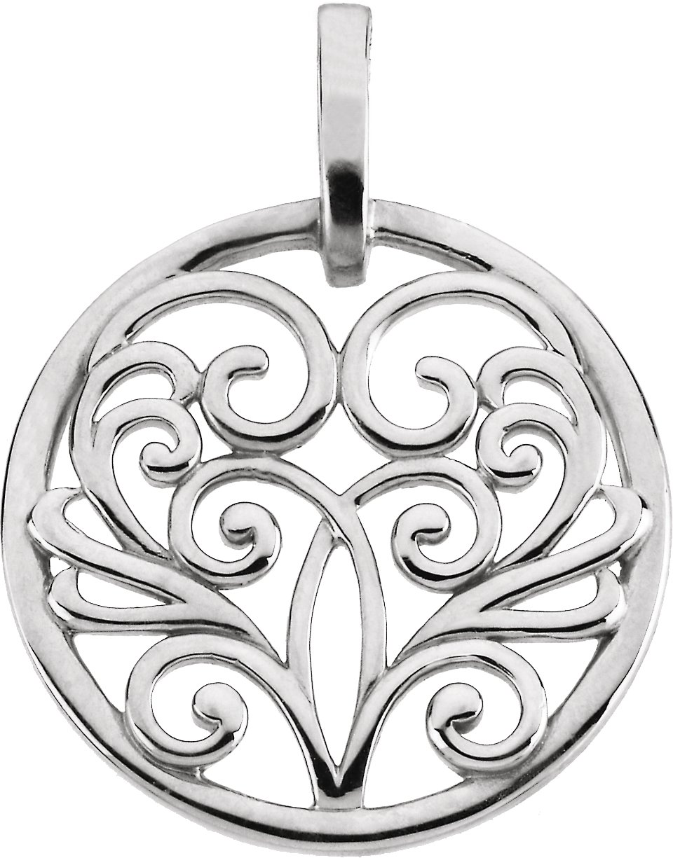 14K White Filigree Pendant