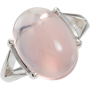 Sterling Silver Rose Quartz Cabochon Ring Ref 2932902