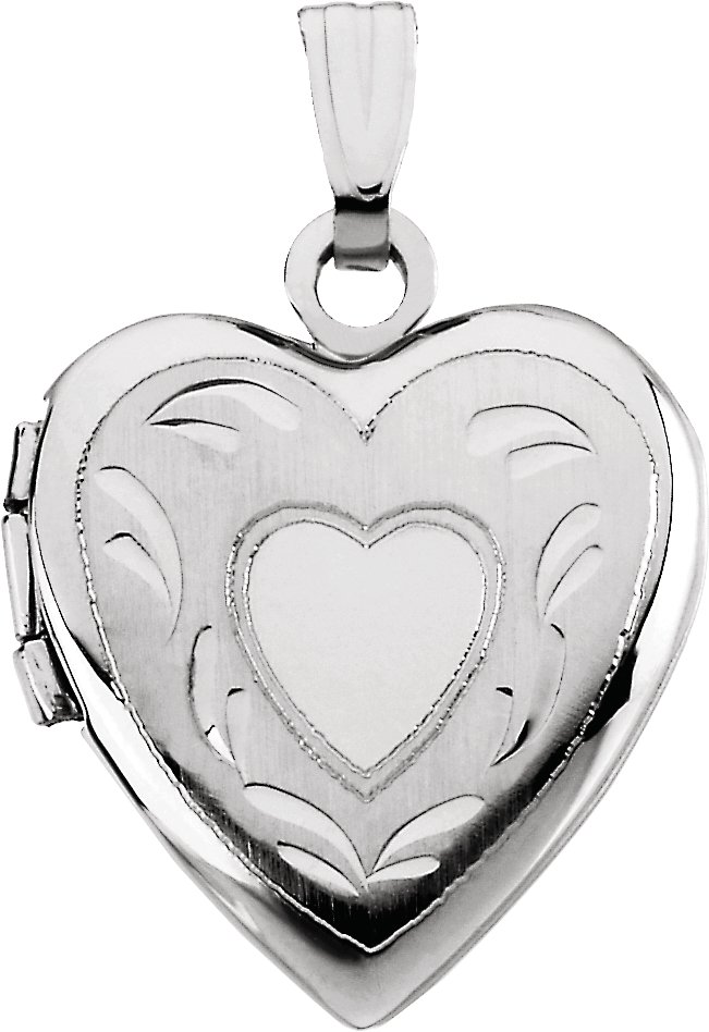 14K White 17.50x14.75 mm Heart Locket