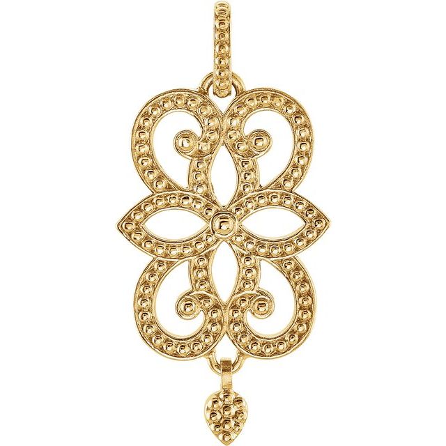 18K Yellow Floral Granulated Pendant