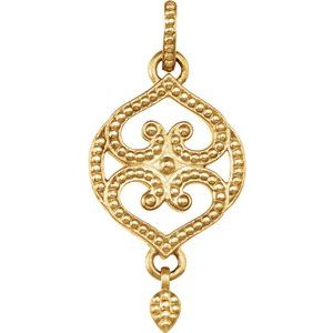 14K Yellow Floral Granulated Pendant