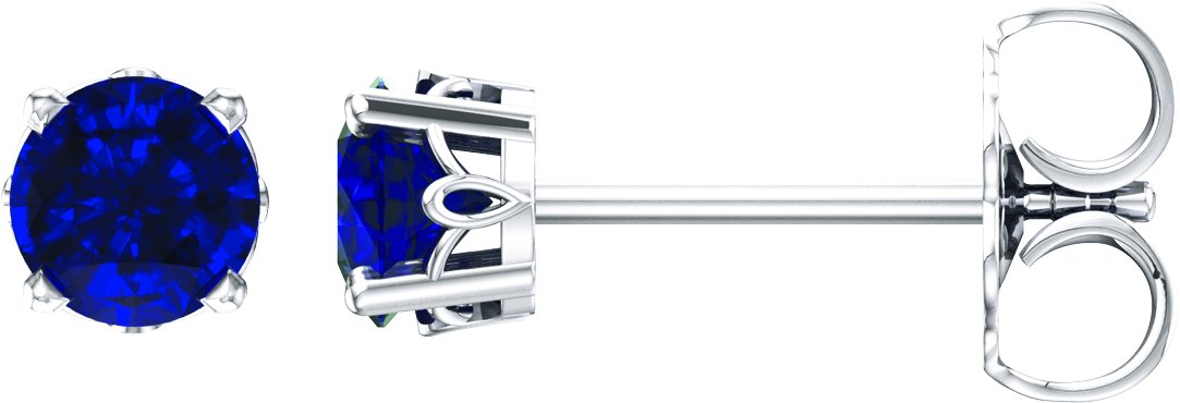14K White Lab-Grown Sapphire 4-Prong Scroll Setting® Stud Earrings