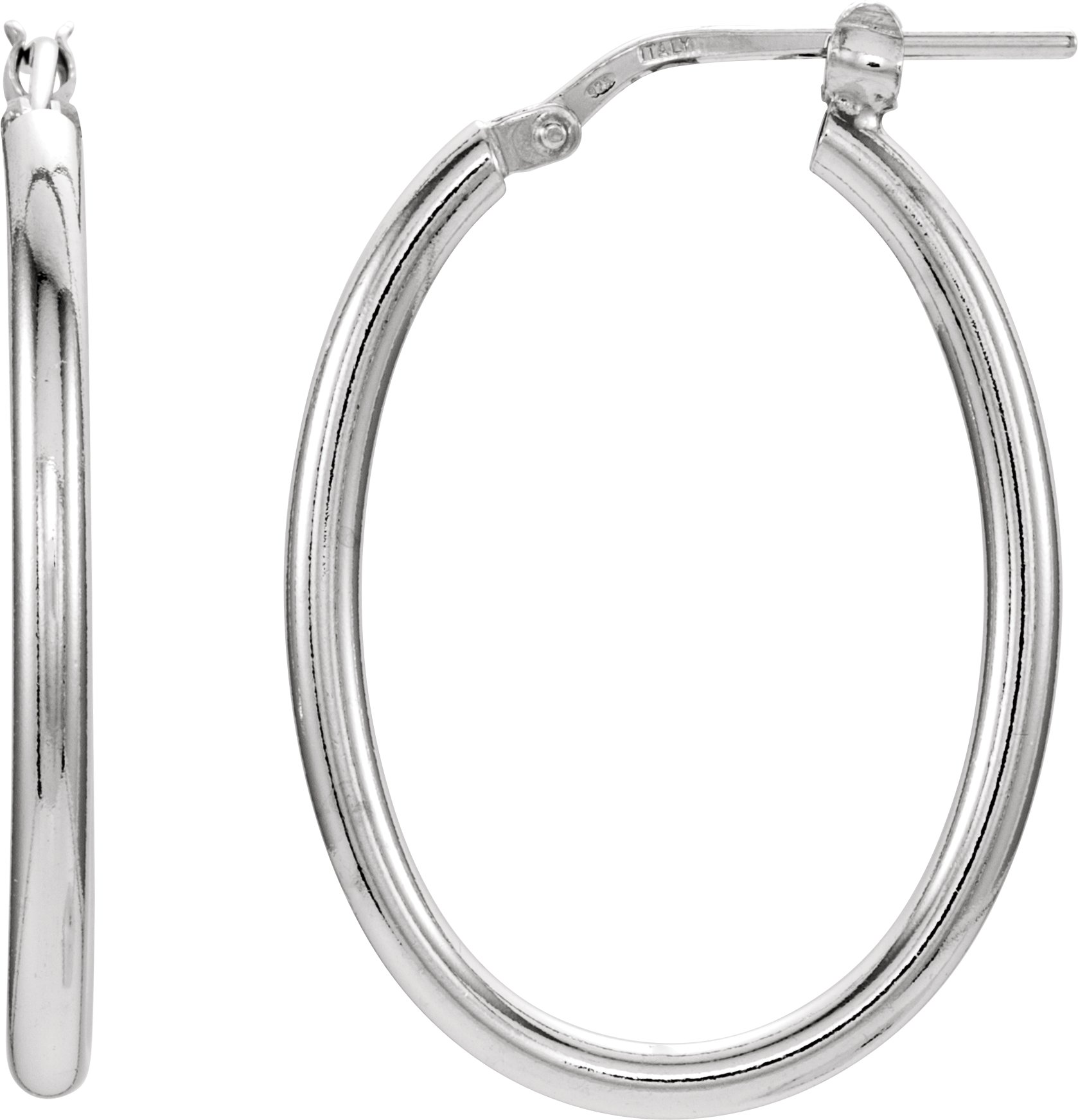 Sterling Silver 28x22 mm Tube Hoop Earrings