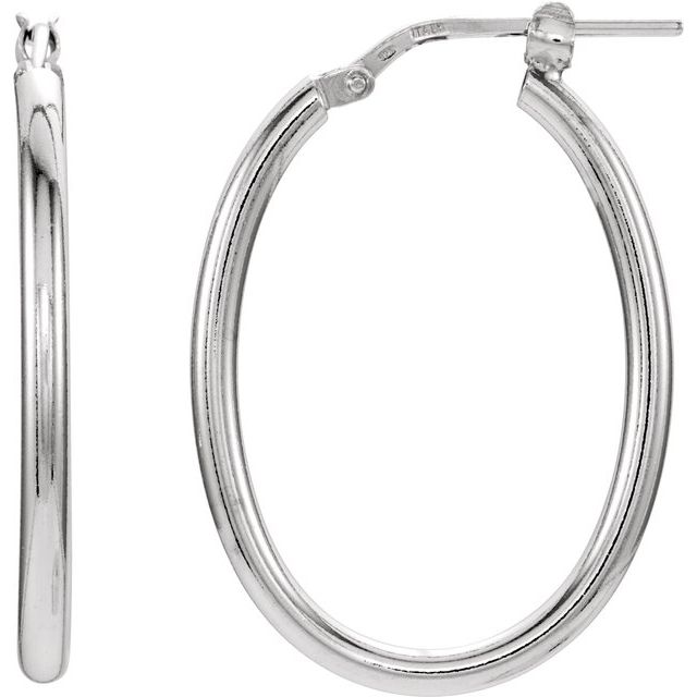 Sterling Silver 28x22 mm Tube Hoop Earrings